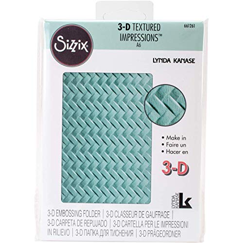 Sizzix Embossing Folder 661261, Woven by, Multi Color, One Size Gewebt von Lynda Kanase 3D TIEF Prägemappe, Plastik, Mehrfarbig, 17.9 x 12.2 x 0.4 cm von Sizzix