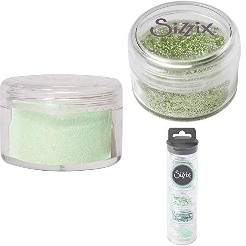 Sizzix Green Tea Color Story Bundle, Prägepuder, Pailletten und Perlen & biologisch abbaubarer Glitzer von Sizzix