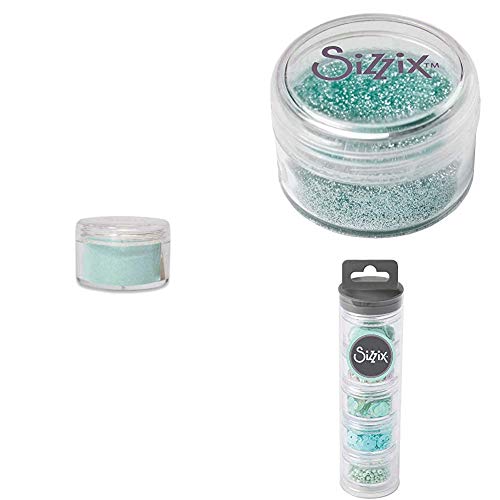 Sizzix Mint Julep Colour Story Bundle, Prägepuder, Pailletten und Perlen & biologisch abbaubarer Glitzer von Sizzix