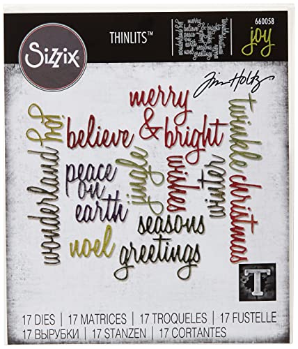 Sizzix Thinlits Holiday Words Script Stanzen Set, 17er Packung von Sizzix