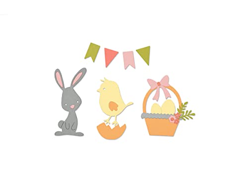 Sizzix Thinlits Stanzen Set 17 Stück-Ostern von Pete Hughes, Steel, Silver, 23.3 x 12.499999999999998 x 0.2 cm von Sizzix