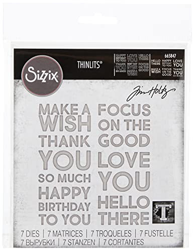 Sizzix Thinlits Stanzform Set 7PK Bold Text #1 von Tim Holtz, 665847, Papier Kunststoff, multicolor, Einheitsgröße von Sizzix
