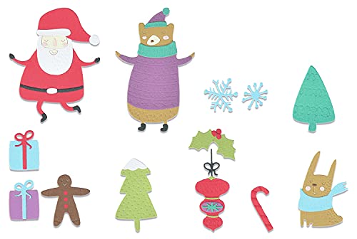 Sizzix Thinlits Stanzformen-Set, 11 Stück-Doodle Christmas von Olivia Rose, 665339, Multicolore, Einheitsgröße von Sizzix