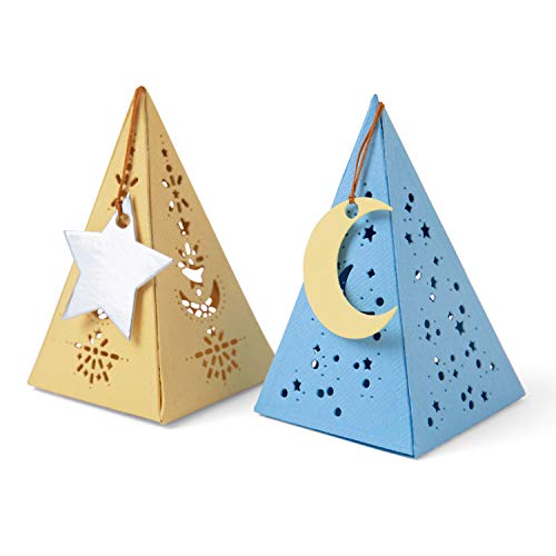 Sizzix Thinlits Stanzformen-Set, 7 Stück, Celestial Favor Box von Lisa Jones, 665184, Papier Kunststoff, Himmlische Kiste, Einheitsgröße von Sizzix