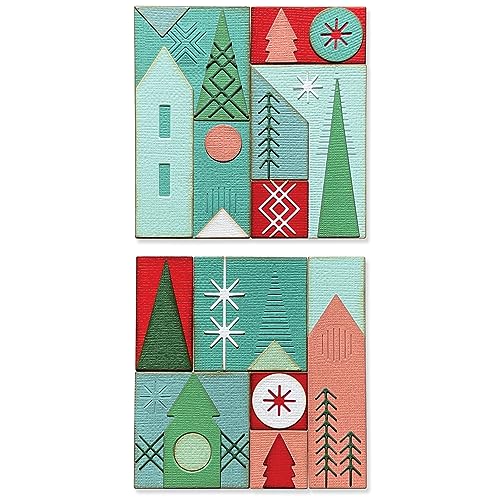 Sizzix Thinlits Stanzformenset, 27er-Pack Holiday Blocks von Tim Holtz | 666335 | Hauchdünne Stanzformen aus Metall für Scrapbooking, Prägen, Journaling, Kunststoff Papier, Silver, One Size von Sizzix