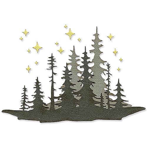 Sizzix Thinlits Stanzformenset Forest Shadows von Tim Holtz | 666334 | Hauchdünne Stanzformen aus Metall für Scrapbooking, Prägen, Journaling, Wald, One Size von Sizzix