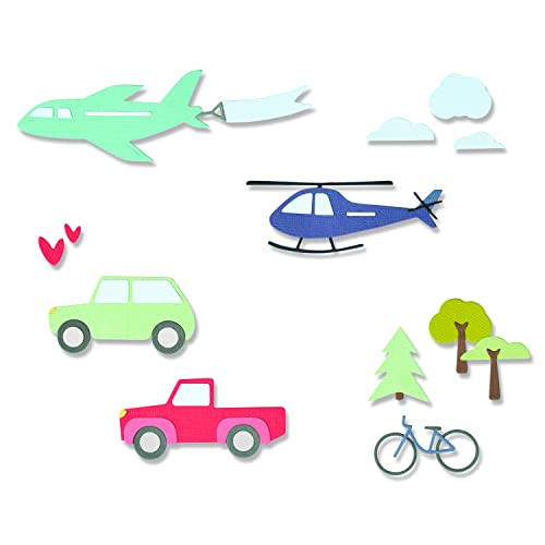 Sizzix Thinlits Stanzschablonen-Set 13PK Transport Collection von Jamie Steel | 665899 |Kapitel 2 2022, Kunststoff, Stahl, multicolor, One Size von Sizzix