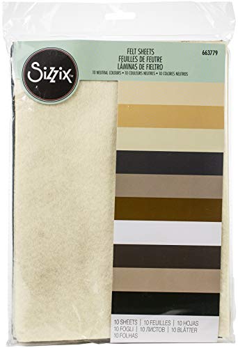 Sizzix Surfacez Filzblätter, 10 Stück (10 neutrale Farben) von Sizzix