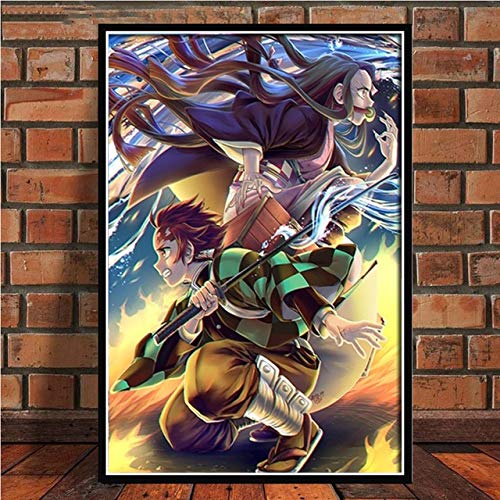 Malen nach Zahlen Anime Demon Slayer Kit für Erwachsene Kinder Anfänger DIY Leinwand Malen nach Zahlen für 30x40cm Kein Rahmen von Sjawnv