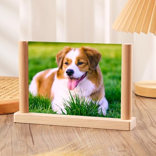Skcess Bilderrahmen Holz, Rechteck Tierfußabdruck Horizontal Bilderrahmen 12.7X17.78cm Tischplatte Picture Frame für Fotos, Bilder, Poster Horizontal Anzeige von Skcess