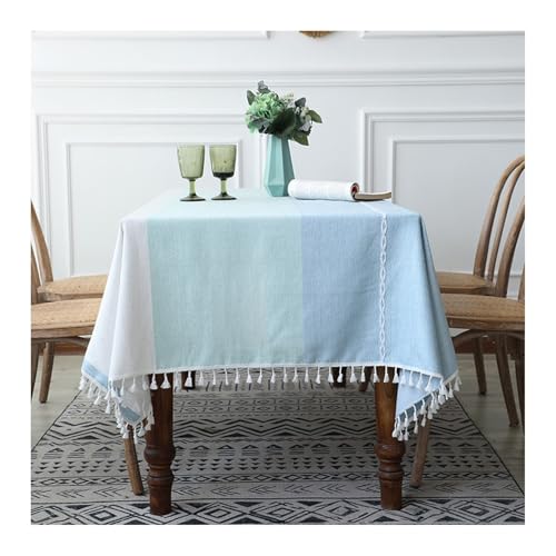 Tablecloth 110x110CM, Polyester Tischdecke Streifen Weiß Blau Tablecloth Quadrat Tablecloth 110x110CM, Polyester Tischdecke Streifen Weiß Blau Tablecloth Quadrat von Skcess