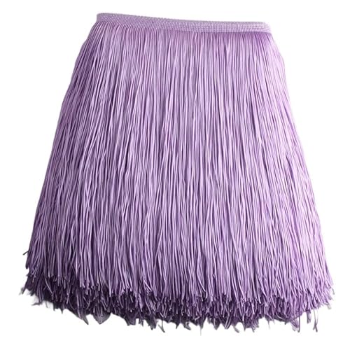 Tanzfransen Nähzubehör für DIY Basteln, 1 Meter/los 30 cm Lange Fransen Spitze Quaste Polyester Spitze Trim Band Latin Dance Rock Vorhang Fransen for Nähen(Lilac) von Skdvy
