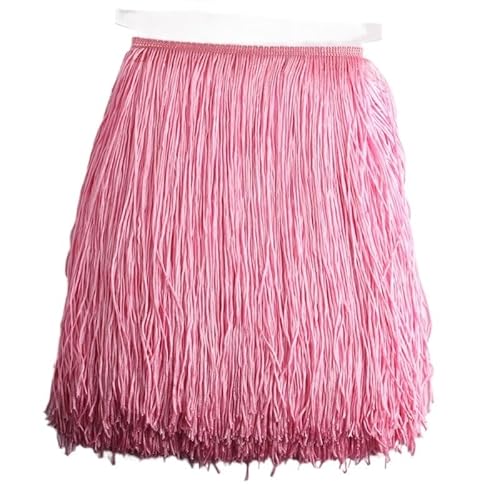 Tanzfransen Nähzubehör für DIY Basteln, 1 Meter/los 30 cm Lange Fransen Spitze Quaste Polyester Spitze Trim Band Latin Dance Rock Vorhang Fransen for Nähen(Pink) von Skdvy