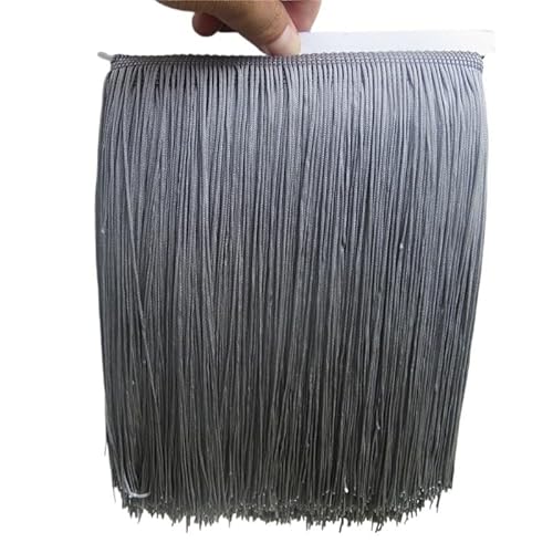 Tanzfransen Nähzubehör für DIY Basteln, 1 Yard/Lot 25 CM Lange Polyester Spitze Quaste Fringe Weiß Spitze Trim Band Nähen Latein Kleid Bühne Kleidungsstück Vorhang DIY Zubehör(Gray) von Skdvy