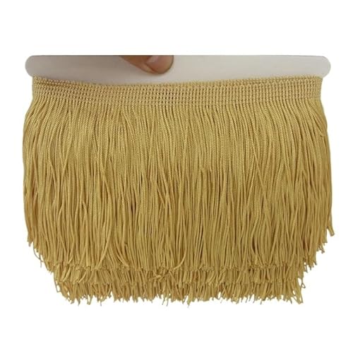 Tanzfransen Nähzubehör für DIY Basteln, 1 Yard/lot 10 CM Lange Spitze Fransenbesatz Polyester Quaste Fransenbesatz Diy Latin Kleid Bühne Kleiden Zubehör Spitze band(Gold 2) von Skdvy