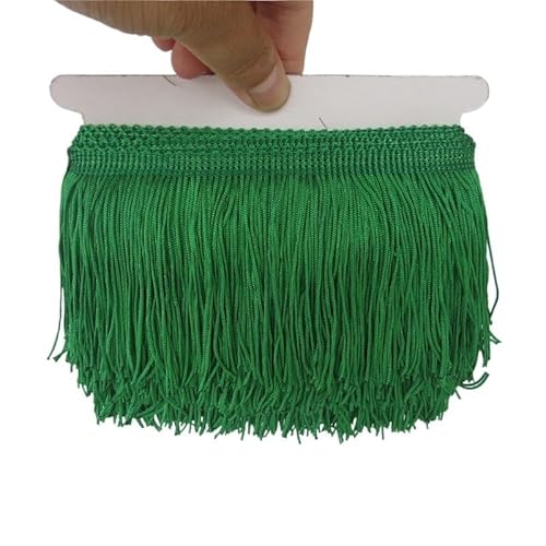 Tanzfransen Nähzubehör für DIY Basteln, 1 Yard/lot 10 CM Lange Spitze Fransenbesatz Polyester Quaste Fransenbesatz Diy Latin Kleid Bühne Kleiden Zubehör Spitze band(Green) von Skdvy