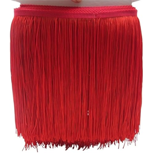 Tanzfransen Nähzubehör für DIY Basteln, 1 Yard 20CM Lange Polyester Quaste Fringe Lace Trim Band Nähen Latin Kleid Bühne Kleidungsstück Vorhang Zubehör(Red) von Skdvy