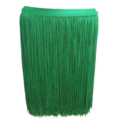 Tanzfransen Nähzubehör für DIY Basteln, 10 Yard/lot 30 CM Lange Polyester Quaste Afrikanische Spitze Fransenbesatz for Nähen Lateinischen Kleid Bekleidungszubehör Band(Green,5yards) von Skdvy