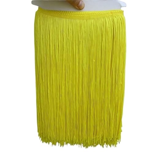Tanzfransen Nähzubehör für DIY Basteln, 10 Yard/lot 30 CM Lange Polyester Quaste Afrikanische Spitze Fransenbesatz for Nähen Lateinischen Kleid Bekleidungszubehör Band(Yellow,10yards) von Skdvy