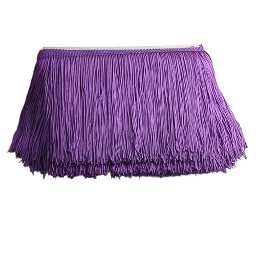 Tanzfransen Nähzubehör für DIY Basteln, 10 Yards 15 cm lange Quastenfransen-Spitzenbesatzband Quasten for Vorhänge Kleider Fransen for Nähen von Besätzen Zubehör Basteln(PURPLE,5 yards) von Skdvy