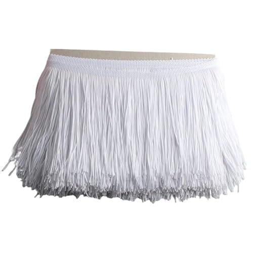 Tanzfransen Nähzubehör für DIY Basteln, 10 Yards 15 cm lange Quastenfransen-Spitzenbesatzband Quasten for Vorhänge Kleider Fransen for Nähen von Besätzen Zubehör Basteln(WHITE,10 yards) von Skdvy