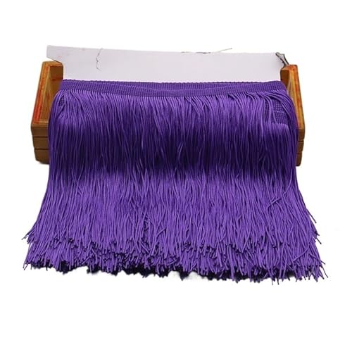 Tanzfransen Nähzubehör für DIY Basteln, 10 Yards 15 cm lange Quastenfransenbesatz, Spitzenbandfransen for Aufnähen auf Kleidung, Quasten, Vorhänge, Accessoires, Besätze, Basteln(PURPLE,5 yards) von Skdvy