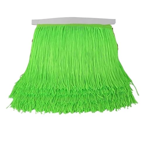 Tanzfransen Nähzubehör für DIY Basteln, 10 Yards 15cm lange Quaste Fransenbesatz Spitzenband Quasten for Vorhänge Kleider Nähen Fransenbesätze Diy Zubehör(Fluorescent green,10yards) von Skdvy