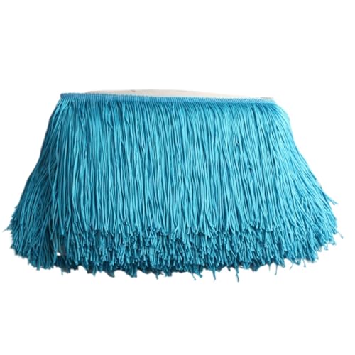 Tanzfransen Nähzubehör für DIY Basteln, 1yards /Lot 15cm Lange Fransen Spitze Quaste Polyester Spitze Trim Band Latin Dance Rock Vorhang Fransen for Nähen(Blue) von Skdvy