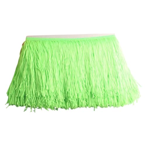 Tanzfransen Nähzubehör für DIY Basteln, 1yards /Lot 15cm Lange Fransen Spitze Quaste Polyester Spitze Trim Band Latin Dance Rock Vorhang Fransen for Nähen(Fluorescent green) von Skdvy