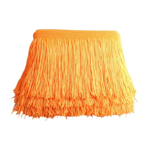 Tanzfransen Nähzubehör für DIY Basteln, 1yards /Lot 15cm Lange Fransen Spitze Quaste Polyester Spitze Trim Band Latin Dance Rock Vorhang Fransen for Nähen(Orange) von Skdvy
