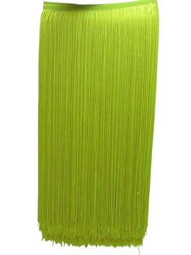 Tanzfransen Nähzubehör für DIY Basteln, 2 Meter/los 100 CM Lange Spitze Quaste Fransenbesatz for DIY Latin Kleid Bühnenkleidung Vorhang Zubehör Band(FluorescenceYellow) von Skdvy