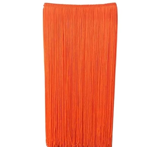 Tanzfransen Nähzubehör für DIY Basteln, 2 Meter/los 100 CM Lange Spitze Quaste Fransenbesatz for DIY Latin Kleid Bühnenkleidung Vorhang Zubehör Band(Orange) von Skdvy