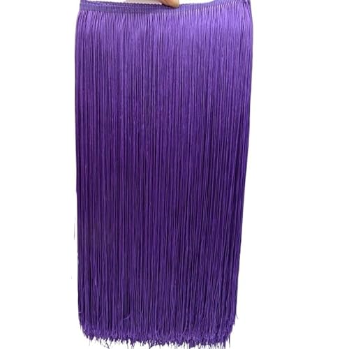 Tanzfransen Nähzubehör für DIY Basteln, 2 Meter/los 100 CM Lange Spitze Quaste Fransenbesatz for DIY Latin Kleid Bühnenkleidung Vorhang Zubehör Band(Purple) von Skdvy
