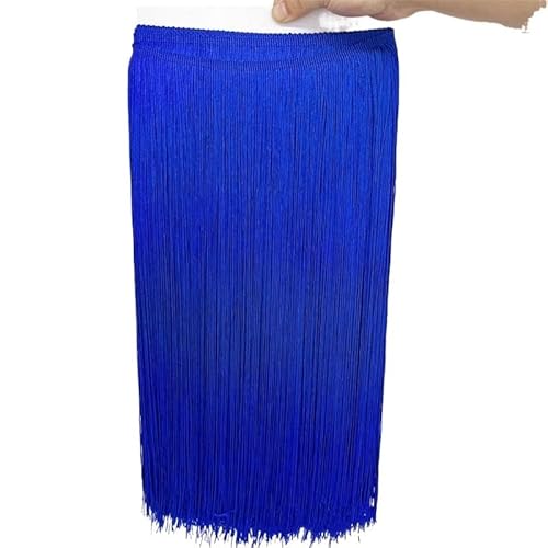Tanzfransen Nähzubehör für DIY Basteln, 2 Meter/los 50 CM/100 CM Lange Spitze Quaste Trimmen Fringe for DIY Latin Kleid Bühne Kleidung Vorhang Zubehör Band(Blue1,50CM Wide) von Skdvy