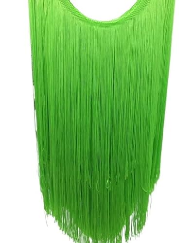 Tanzfransen Nähzubehör für DIY Basteln, 2 Meter/los 50 CM/100 CM Lange Spitze Quaste Trimmen Fringe for DIY Latin Kleid Bühne Kleidung Vorhang Zubehör Band(FluorescenceGreen,50CM Wide) von Skdvy