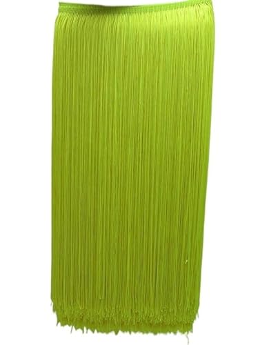 Tanzfransen Nähzubehör für DIY Basteln, 2 Meter/los 50 CM/100 CM Lange Spitze Quaste Trimmen Fringe for DIY Latin Kleid Bühne Kleidung Vorhang Zubehör Band(FluorescenceYellow,50CM Wide) von Skdvy