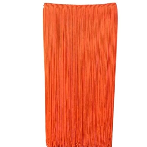 Tanzfransen Nähzubehör für DIY Basteln, 2 Meter/los 50 CM/100 CM Lange Spitze Quaste Trimmen Fringe for DIY Latin Kleid Bühne Kleidung Vorhang Zubehör Band(Orange,100CM Wide) von Skdvy