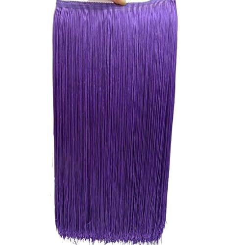 Tanzfransen Nähzubehör für DIY Basteln, 2 Meter/los 50 CM/100 CM Lange Spitze Quaste Trimmen Fringe for DIY Latin Kleid Bühne Kleidung Vorhang Zubehör Band(Purple,50CM Wide) von Skdvy