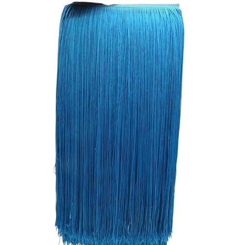 Tanzfransen Nähzubehör für DIY Basteln, 2 Yards 100CM Lange Spitze Fringe Trim Quaste Fringe Trimmen for Diy Latin Kleid Bühne Kleidung Zubehör Spitze Band(Lake Blue) von Skdvy