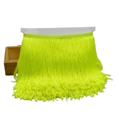 Tanzfransen Nähzubehör für DIY Basteln, 20 cm 30 cm lange Fransen Spitzenquaste Polyesterbesatz Lateintanzrock Vorhang Kleidungsstücke Zubehör Besatz for Nähen(Fluorescent yellow,15cm) von Skdvy