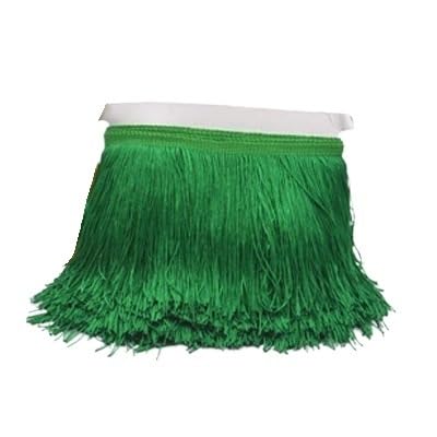 Tanzfransen Nähzubehör für DIY Basteln, 20 cm 30 cm lange Fransen Spitzenquaste Polyesterbesatz Lateintanzrock Vorhang Kleidungsstücke Zubehör Besatz for Nähen(Green,15cm) von Skdvy