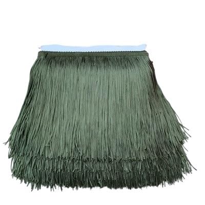 Tanzfransen Nähzubehör für DIY Basteln, 20 cm 30 cm lange Fransen Spitzenquaste Polyesterbesatz Lateintanzrock Vorhang Kleidungsstücke Zubehör Besatz for Nähen(Light army green,20cm) von Skdvy
