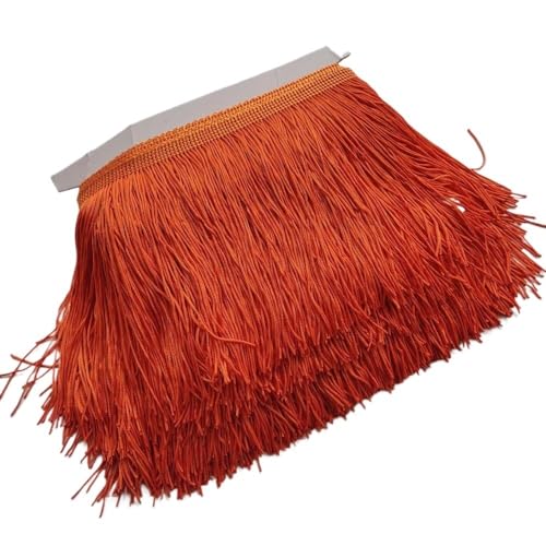 Tanzfransen Nähzubehör für DIY Basteln, 5/10 Meter Wunderschöne 15 cm lange Spitzenfransenbesatz Polyester Quaste Fransenbesatz Diy Latein Kleid Bühnenkleidung Zubehör(Deep Orange,10Meters) von Skdvy