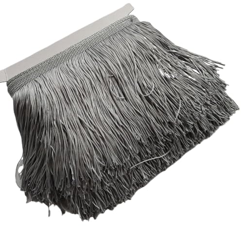 Tanzfransen Nähzubehör für DIY Basteln, 5/10 Meter Wunderschöne 15 cm lange Spitzenfransenbesatz Polyester Quaste Fransenbesatz Diy Latein Kleid Bühnenkleidung Zubehör(Gray,10Meters) von Skdvy