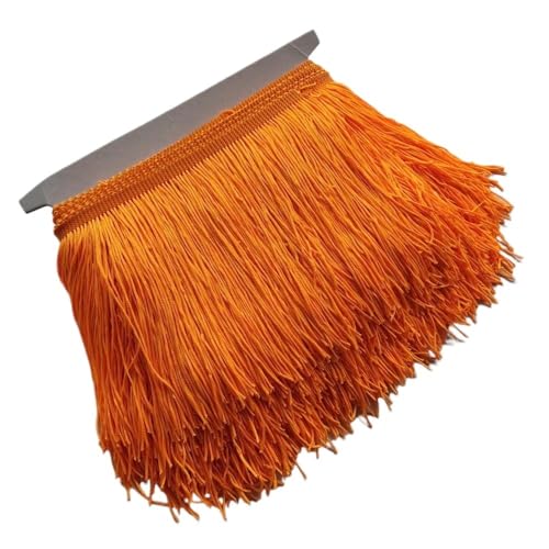 Tanzfransen Nähzubehör für DIY Basteln, 5/10 Meter Wunderschöne 15 cm lange Spitzenfransenbesatz Polyester Quaste Fransenbesatz Diy Latein Kleid Bühnenkleidung Zubehör(Orange,10Meters) von Skdvy