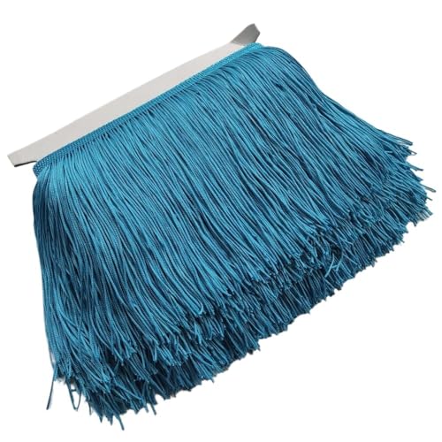 Tanzfransen Nähzubehör für DIY Basteln, 5/10 Meter Wunderschöne 15 cm lange Spitzenfransenbesatz Polyester Quaste Fransenbesatz Diy Latein Kleid Bühnenkleidung Zubehör(Sky Blue,5Meters) von Skdvy