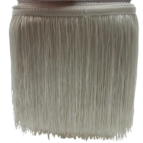 Tanzfransen Nähzubehör für DIY Basteln, 5 Meter/los 20 CM Lange Spitze Fransenbesatz Quaste Fransenbesatz for Diy Latin Kleid Bühnenkleidung Zubehör Spitzenband(Beige) von Skdvy