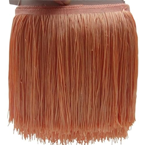 Tanzfransen Nähzubehör für DIY Basteln, 5 Meter/los 20 CM Lange Spitze Fransenbesatz Quaste Fransenbesatz for Diy Latin Kleid Bühnenkleidung Zubehör Spitzenband(Coral) von Skdvy