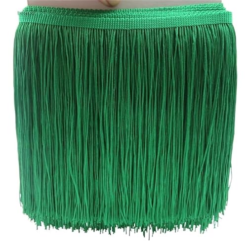 Tanzfransen Nähzubehör für DIY Basteln, 5 Meter/los 20 CM Lange Spitze Fransenbesatz Quaste Fransenbesatz for Diy Latin Kleid Bühnenkleidung Zubehör Spitzenband(Green) von Skdvy