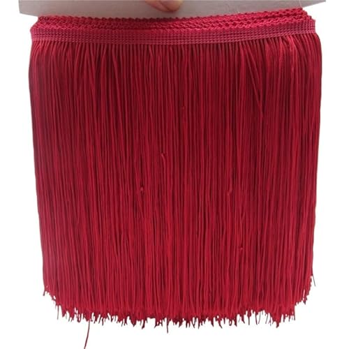 Tanzfransen Nähzubehör für DIY Basteln, 5 Meter/los 20 CM Lange Spitze Fransenbesatz Quaste Fransenbesatz for Diy Latin Kleid Bühnenkleidung Zubehör Spitzenband(Jujube red) von Skdvy